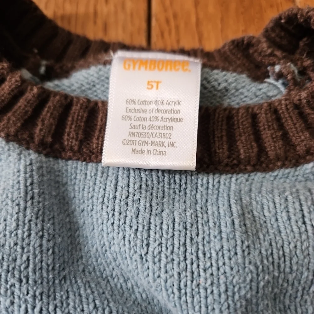 Gymboree Winter Moose Brown Blue Pullover Sweater Boys Sz 5t - Picture 3 of 3